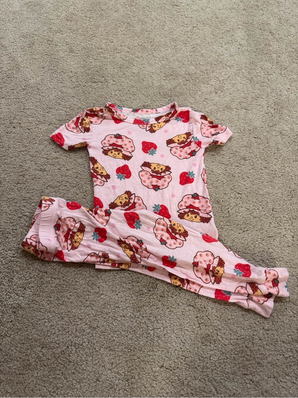 Strawberry Shortcake Girls Print Short-Sleeve Pajama Set Bamboo Size 2T